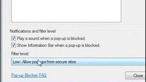How to change the settings of the built in pop up blocker