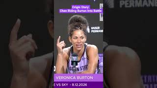 Origin Story Kaitlyn Chen piggy back riding Veronica Burton in pregame riding into battle