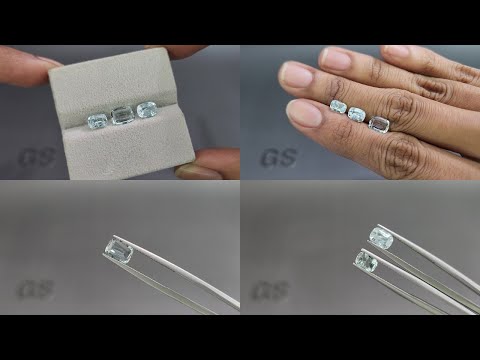 Сет аквамаринов в огранке кушон 2,20 карат, Мадагаскар Видео  № 1