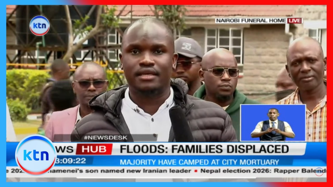 Families camp at Nairobi Funeral Home in search of their missing after heavy floods in Nairobi