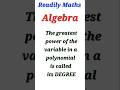 DEGREE in ALGEBRA Meaning|| #readilymaths || #conceptbase || #shorts