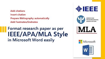 Format research paper as per IEEE/APA/MLA style in Microsoft Word