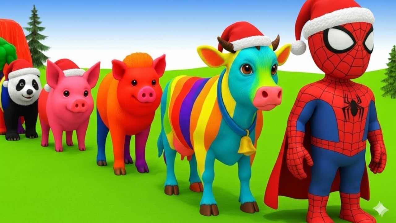 Игра «Длинная горка» с танцами коровы, слона, гориллы, бегемота, тигра, 3D-танца животных, забавн...