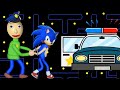 (level up) Oh no, SONIC The Hedgehog Vs BALDI'S BASICS Police - Pacman stop motion
