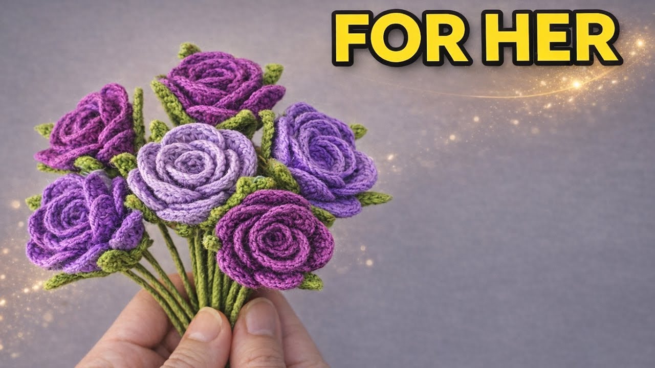 Easy Crochet Rose Bouquet | No-Sew DIY Gift You’ll Love! 🌹