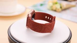 Floral Engraved Watch Band Compatible with Fitbit Versa 2/Versa/Versa Lite/Versa SE