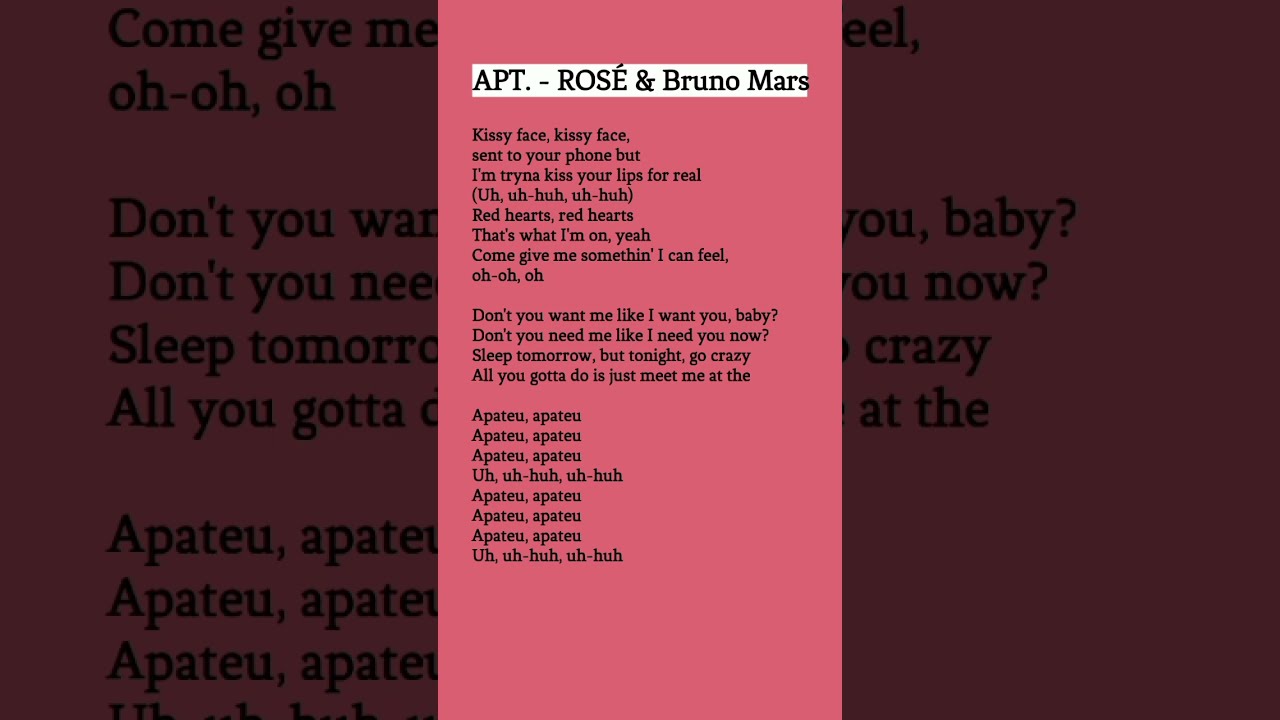 APT Lyrics ROS Bruno Mars ROS s Part YouTube APT Lyrics ROS Bruno Mars ROS s Part YouTube
