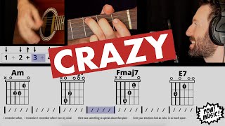 Video thumbnail of "BEGINNER 4 Chord Acoustic EASY STRUMMING Song! 3 Levels of "CRAZY" by Gnarls Barkley PLAY-ALONG"