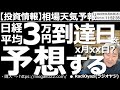 【わかりやすい投資情報(相場天気予報)】今日の日経平均は400円ほど下げており弱気ムードだが、日経のチャートはまだ上昇の可能性を残す形を保っている。もしも上昇となれば、いつ3万円に到達するか予想する。