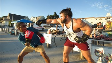 Boxing Random Strangers In Public Dressed As A Nerd!