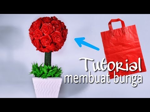 Cara membuat bunga mawar merah dari plastik kresek - YouTube
