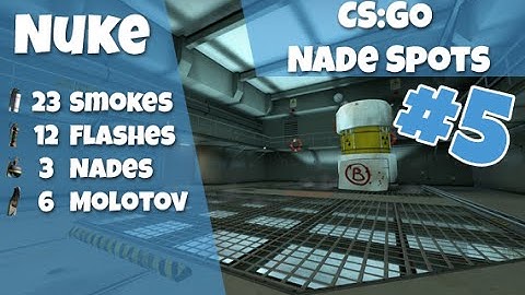 CS:GO Nade Spots Ep #5 - Nuke 23 Smokes, 12 Flashes, 3 Nades and 6 Molotovs - Quick Version