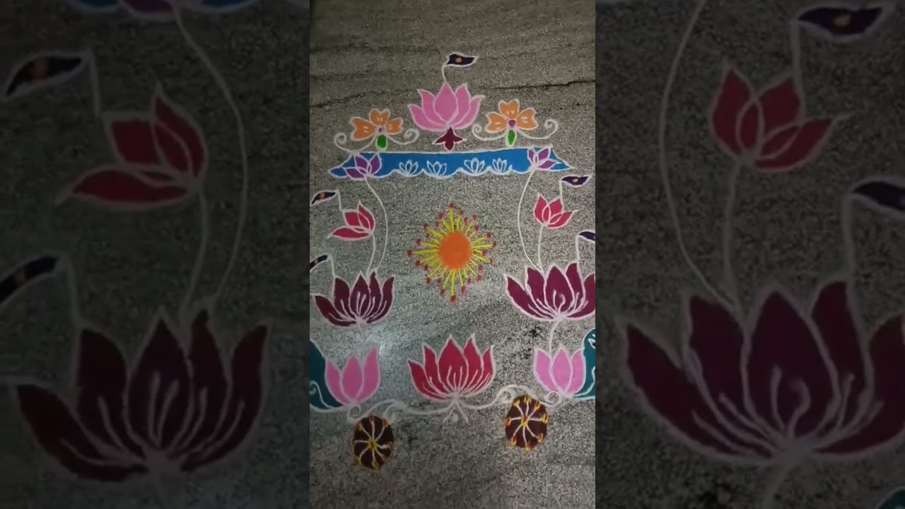 Beautiful Colorful Ratham Rangoli Design 