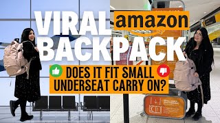 VIRAL AMAZON TRAVEL BACKPACK REVIEW  Does it fit small carryon bag requirements on flights?! ✨