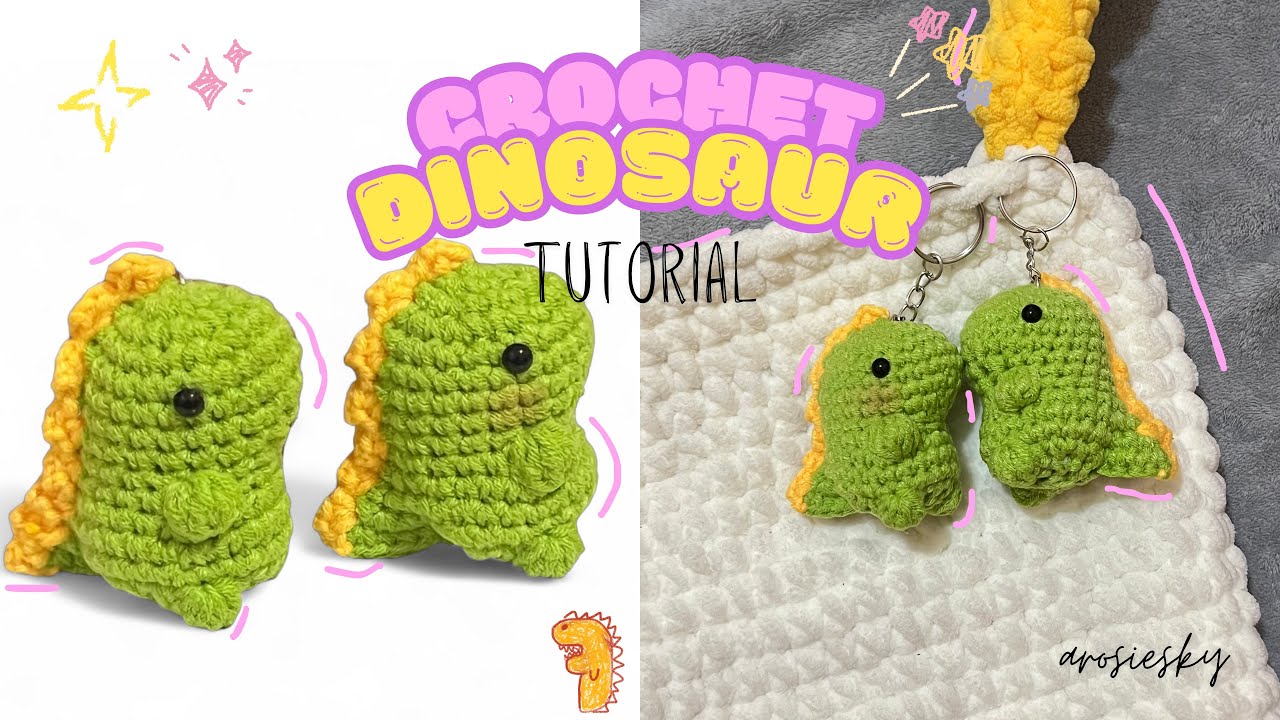 Урок по вязанию брелока-динозавра крючком | Для начинающих