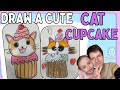 CUTE CAT CUPCAKE | Drawing Tutorial for Kids &amp; Beginners