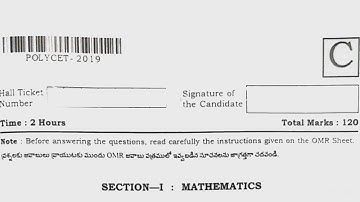 AP POLYCET  (ANDHRA PRADESH STATE POLYTECHNIC) 2019 QUESTION PAPER AND KEY