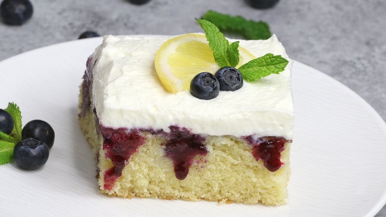 Lemon Blueberry Poke Cake - YouTube