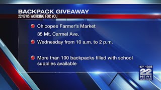 Backpack giveaway at Chicopee Farmer’s Market