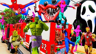 Team Avengers VS Red Hulk Siêu Nhân Người Nhện, Spiderman Racing Cars Mcqueen Monster || tmphuong