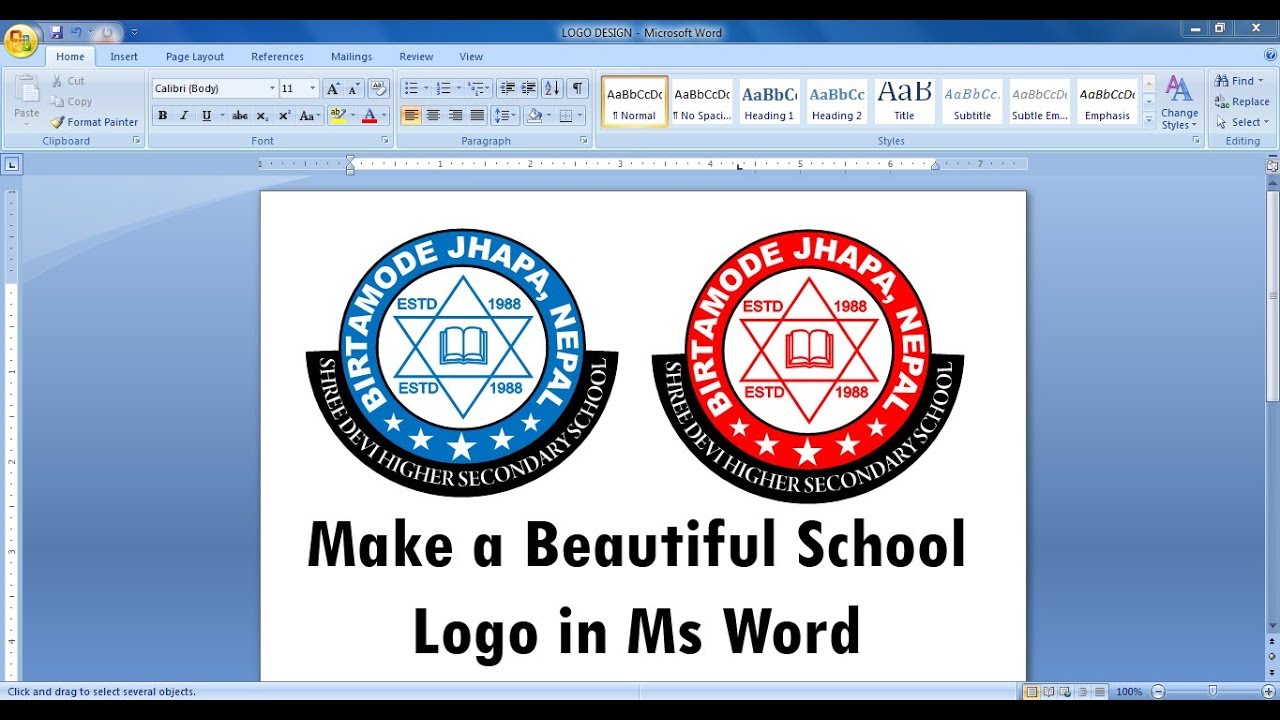 Make A Own School Logo Design In Ms Word How To Make School Logo Design In Ms Word Word Tutorial Youtube