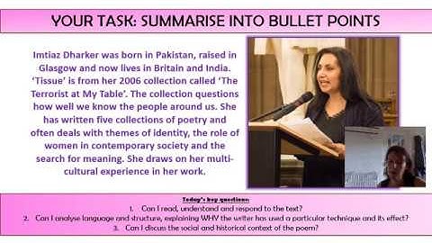 Tissue, Imtiaz Dharker   Video Lesson