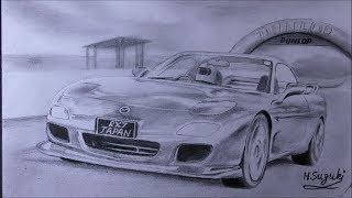 クルマRX7】鉛筆画 RX7 Pencil drawing - YouTube