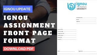 Ignou Ignment Front Page Format Ignou Ignment क Front पज कस बनय?
