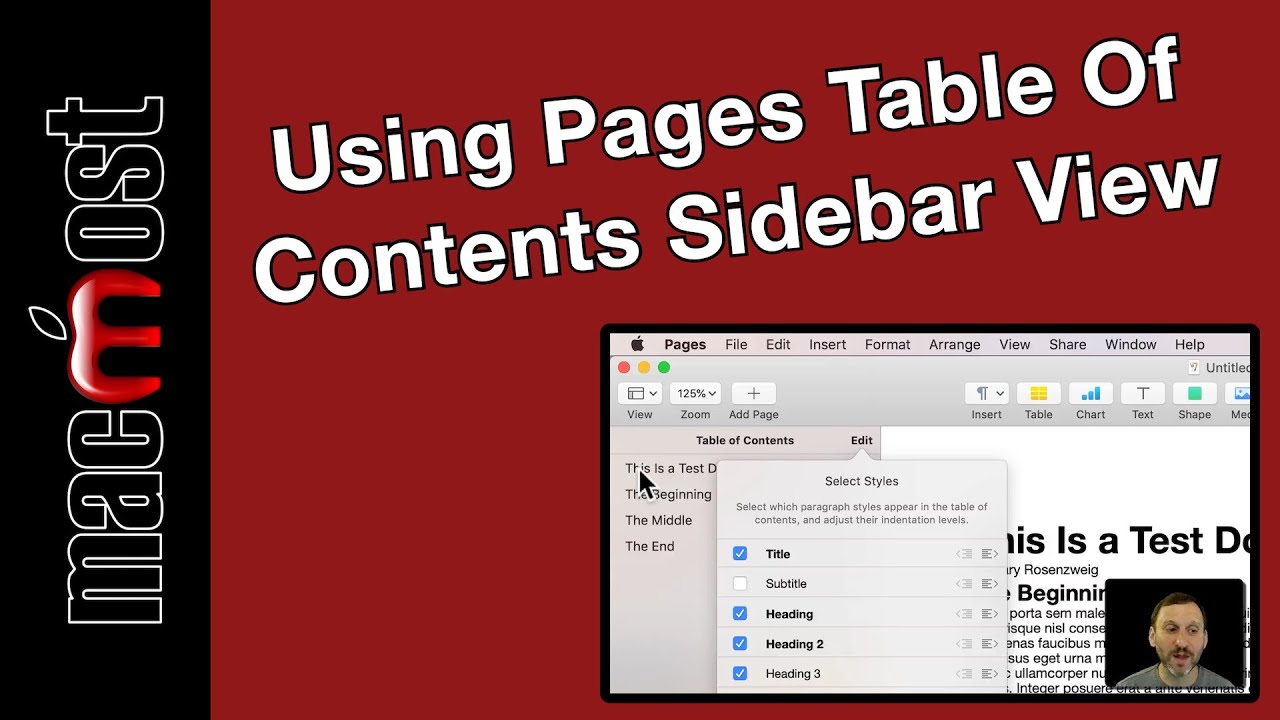 Using Pages Table Of Contents Sidebar View (MacMost 1890) YouTube