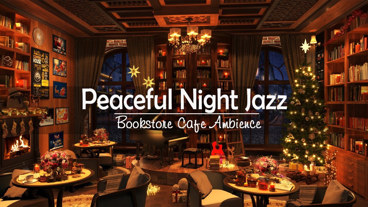 ⁣Relax Rain Night & Cozy Jazz Music in Bookstore Cafe Ambience | Peaceful Jazz Music to Work,Stud