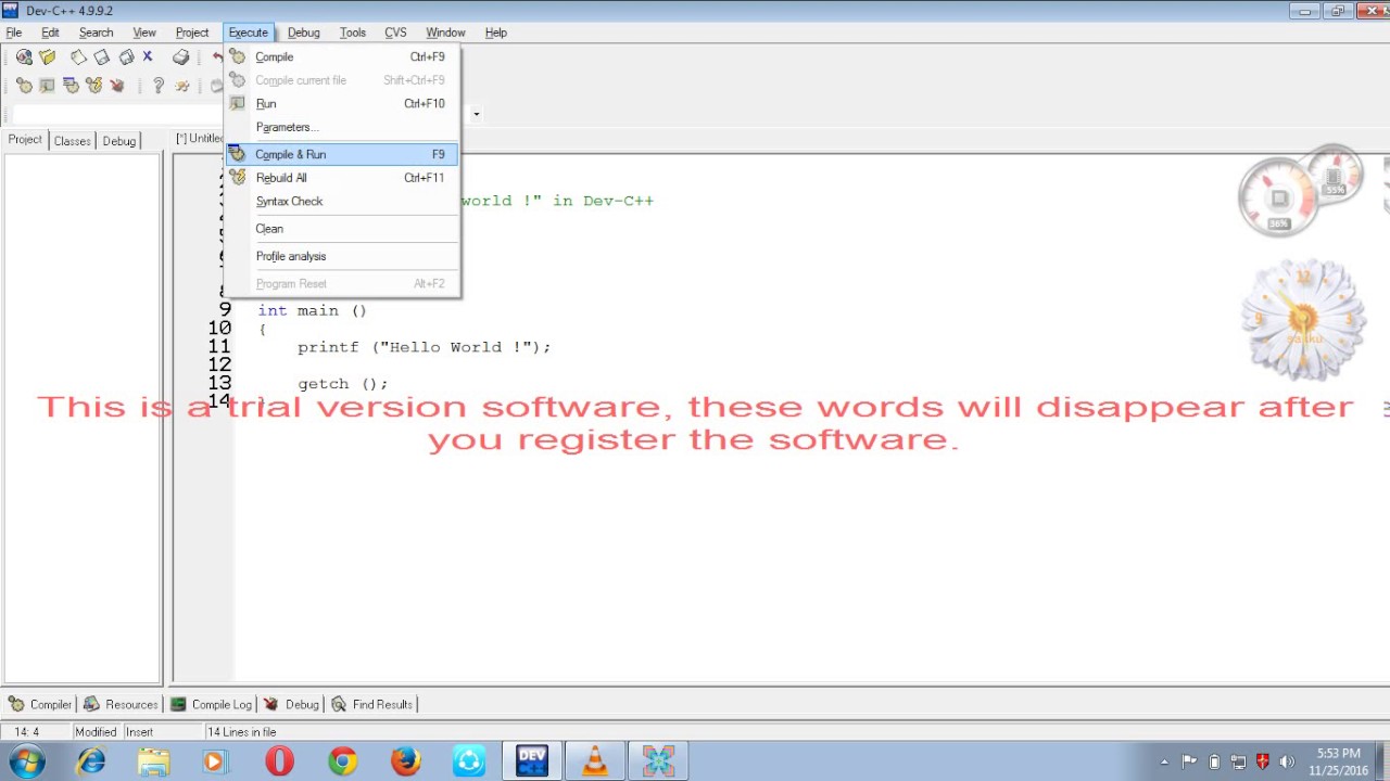 Årvågenhed diktator indtryk How to print "Hello World !" in Dev-C++ - YouTube