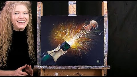 Leer hoe je "POPPING THE BUBBLY" schildert met acrylverf - Schilderen en drinken thuis - Stapsgew...