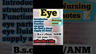 Eye notes, intro, structure,parts, function, B.sc/Gnm/ANM 1styear #notes #anotomy #nursing # shorts
