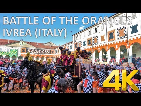 BATTLE OF THE ORANGES (Carnival of Ivrea) – Italy 🇮🇹 [4K]