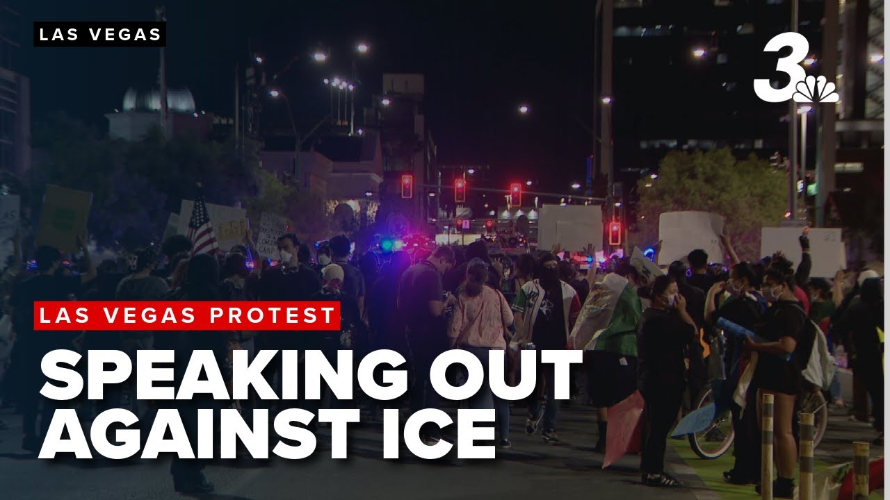 Las Vegas protestors rally against Trump ICE raids - YouTube