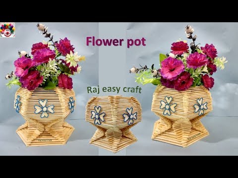 Flower pot making with ice cream sticks || Diy || craft Popsicle stick