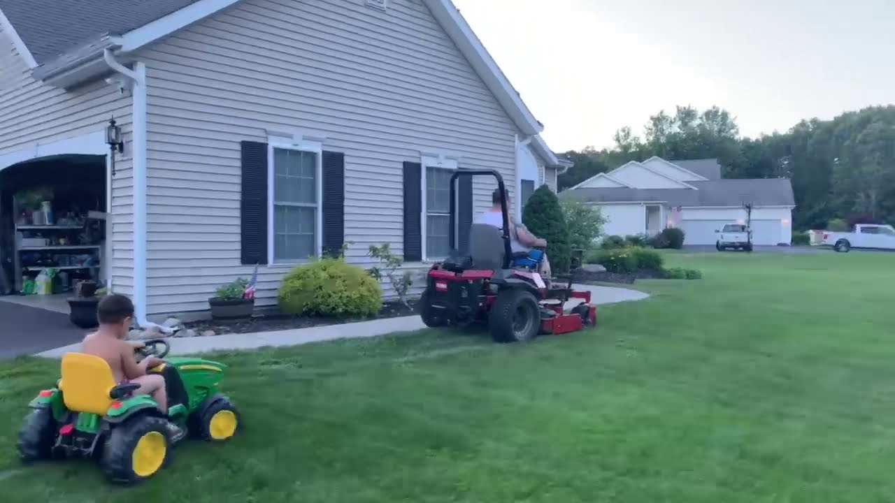 Toro Titan 2500 HD mowing lawn with son YouTube