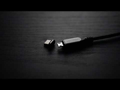 Кабель магнітний 2 в 1 Vention USB 2.0 на Micro USB / USB-C 3 А 0.5 м нейлоновий сірий, видео 1