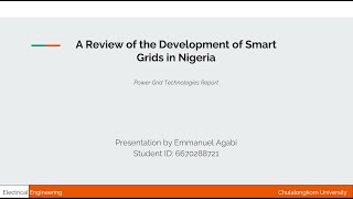 A Review of the Development of Smart Grids in Nigeria