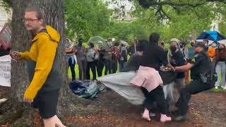 Pro-Palestinian protesters attempting to pitch tents on Tulane campus clash with police