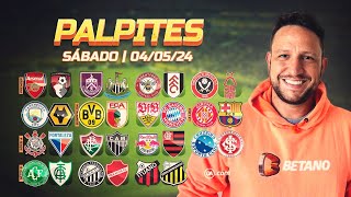 PALPITES DE FUTEBOL PARA HOJE 04/05/2024 - JOGOS DE SÁBADO BRASILEIRÃO SÉRIE A 5ª RODADA   BILHETES