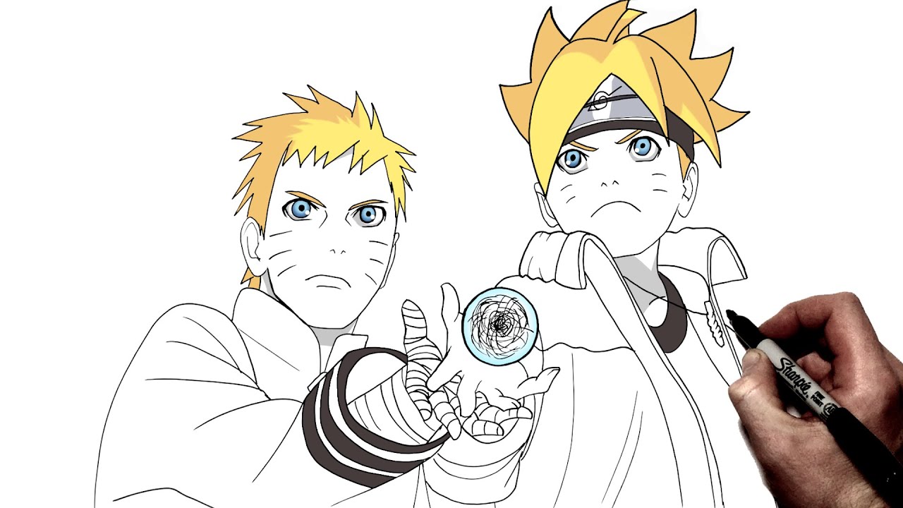 Como Desenhar o BORUTO / NARUTO - How to draw Naruto and Boruto