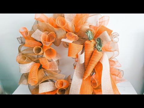 DIY: Poofy Burlap Rustic Easter Deco Mesh Wreath || Quick and Easy