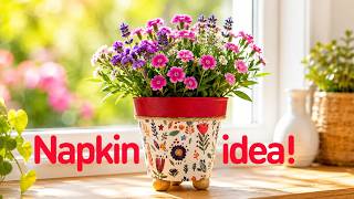 No One Believes This Used to Be an Old Plastic Flower Pot! | Napkin Decoupage DIY 🌸 No One Believes This Used to Be an Old Plastic Flower Pot! | Napkin Decoupage DIY 🌸