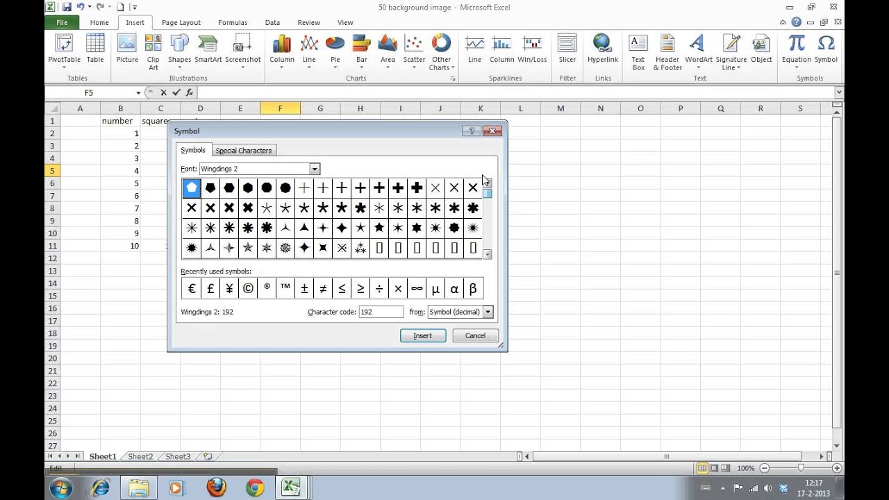 Symbols In Excel