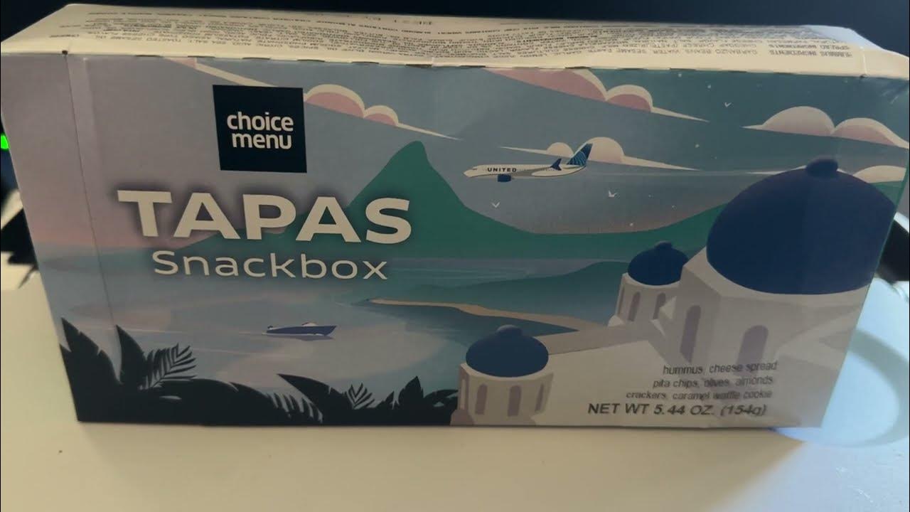 Tapas Snackbox United Airlines Traditional hummus, pita chips