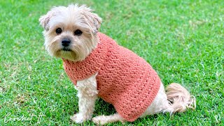 Crossed double crochet stitch dog sweater | Small | Full tutorial | Crochet It