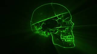 Glowing Xray Beams Skull 4K Halloween Visual Green Background Screen Loop