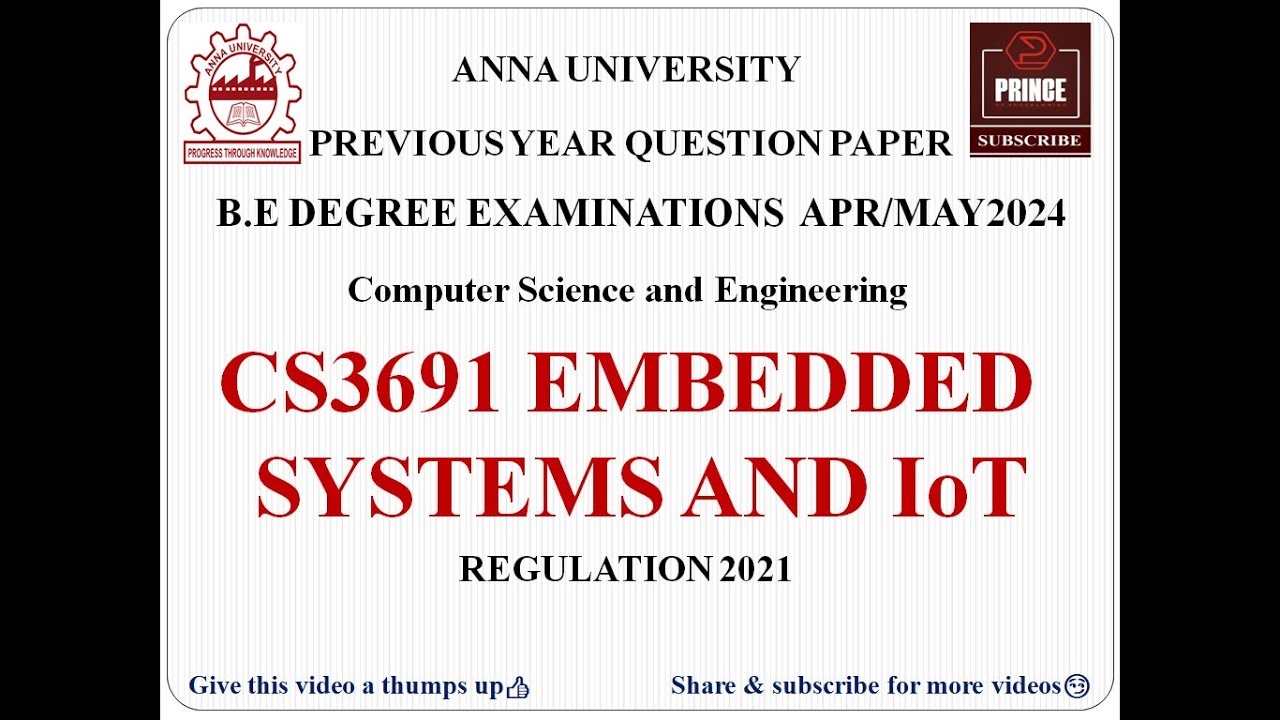 CS3691 EMBEDDED SYSTEMS AND IOT | ANNA UNIVERSITY QUESTION PAPER APR ...