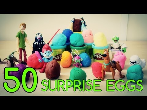 50-Play-Doh-Surprise-Eggs---Disney,-Minions,-Spongebob,-Toy-Story,-Hello